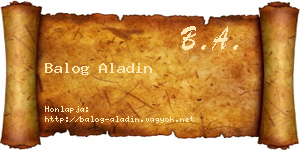 Balog Aladin névjegykártya
